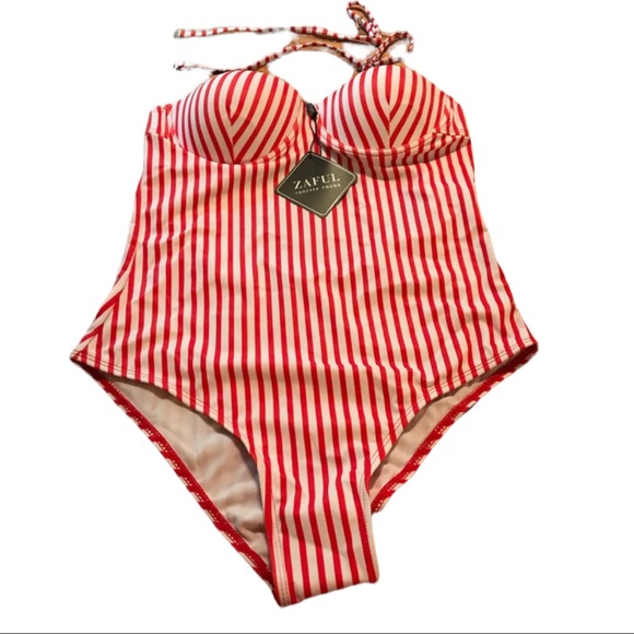 Zaful Other - ❤️NWT Zaful Red & White Striped Medium Swimsuit❤️
